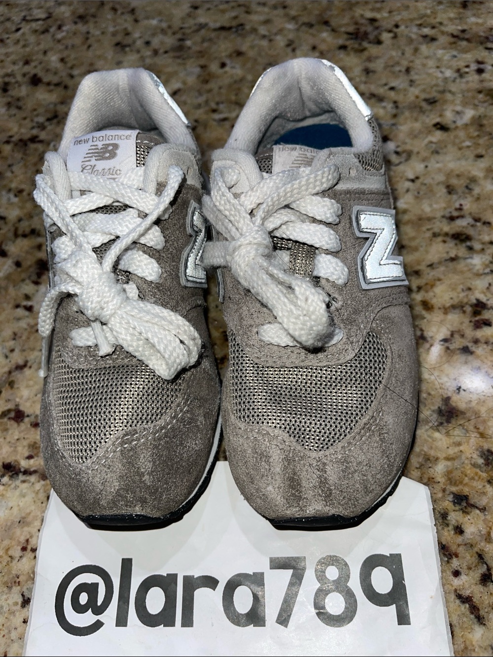 New Balance 574 Kids Gray Suede & Mesh Sneakers